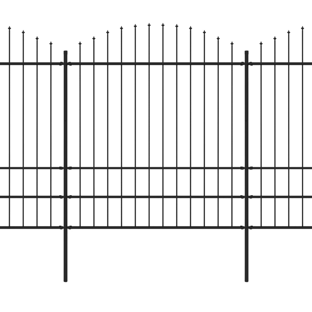 vidaXL Tuinhek met speren bovenkant (1,75-2)x6,8 m staal zwart