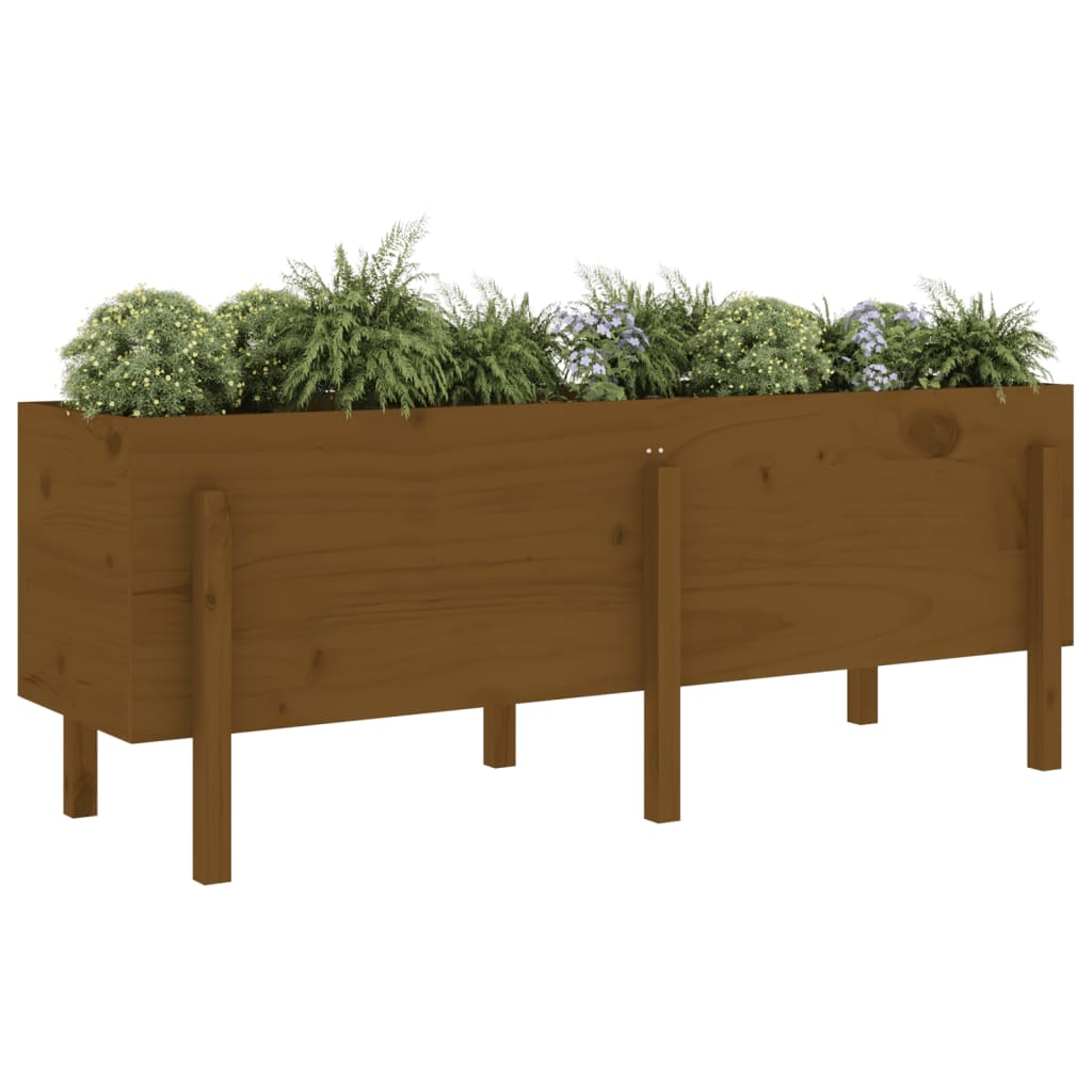 vidaXL Plantenbak verhoogd 160x50x57 cm massief grenenhout honingbruin