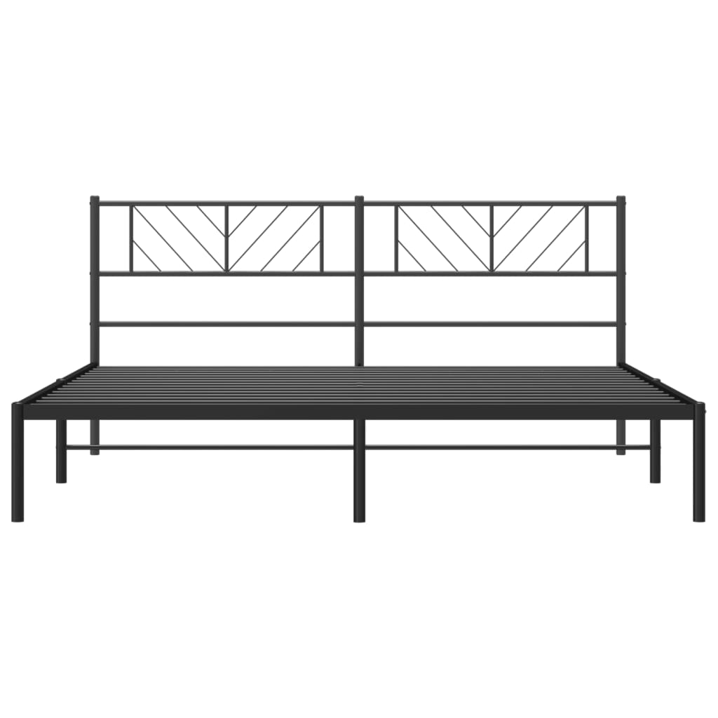 vidaXL Bedframe met hoofdbord metaal zwart 200x200 cm