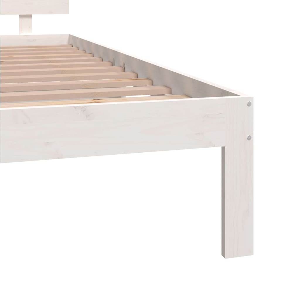 vidaXL Bedframe massief hout wit 135x190 cm