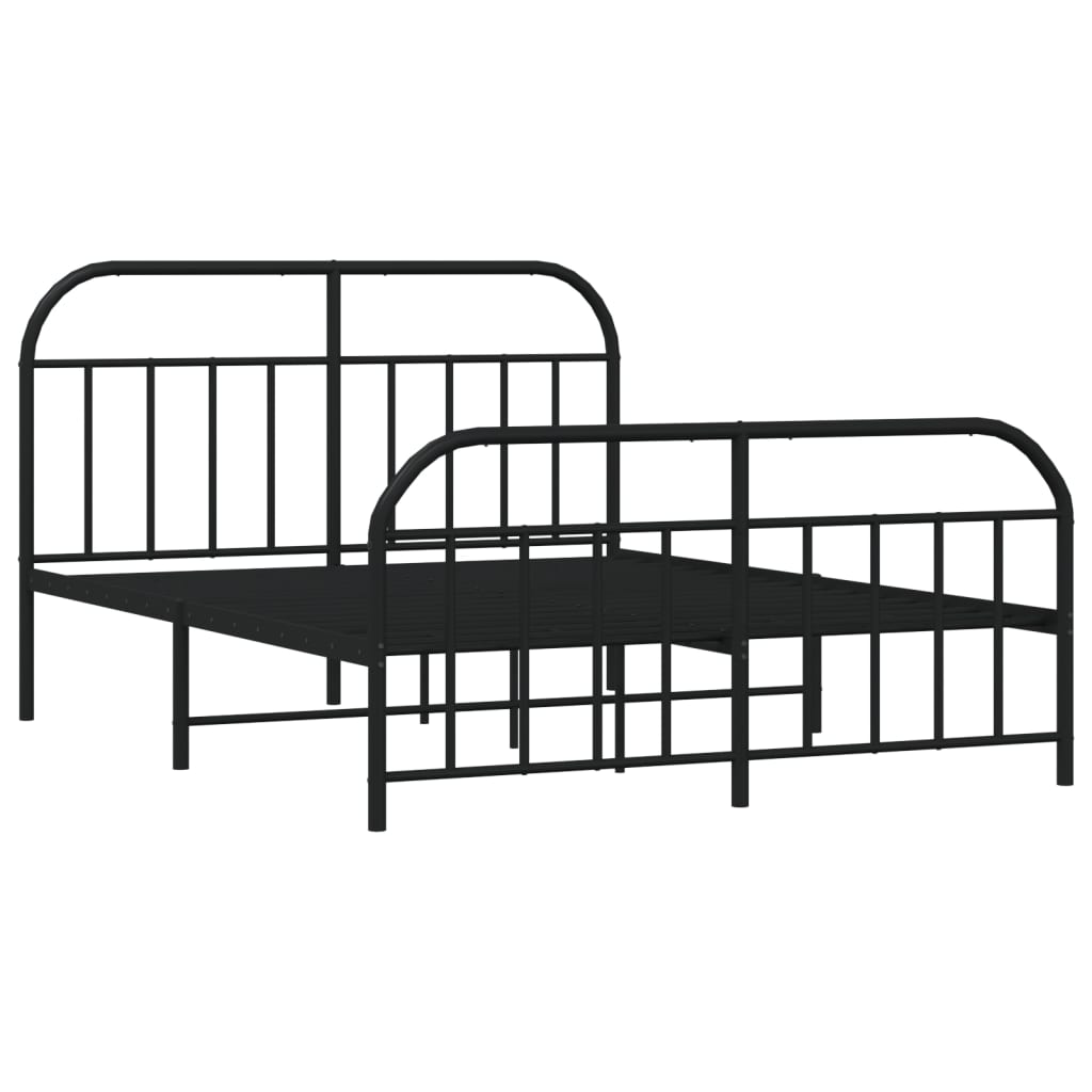 vidaXL Bedframe met hoofd- en voeteneinde metaal zwart 140x200 cm