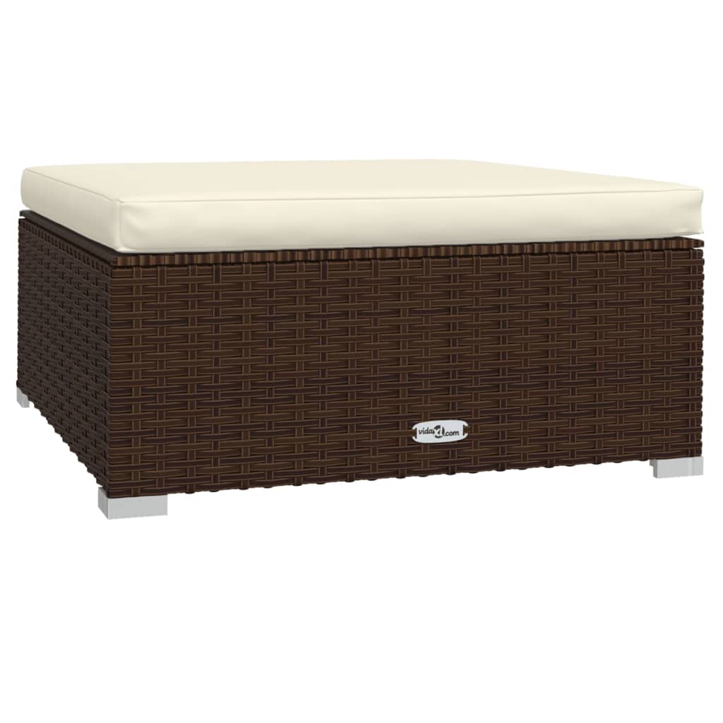 vidaXL 5-delige Loungeset met kussens poly rattan bruin