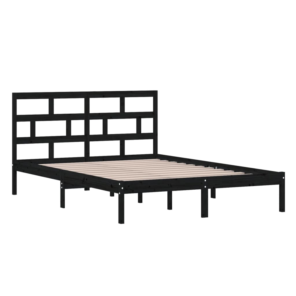 vidaXL Bedframe massief grenenhout zwart 140x200 cm