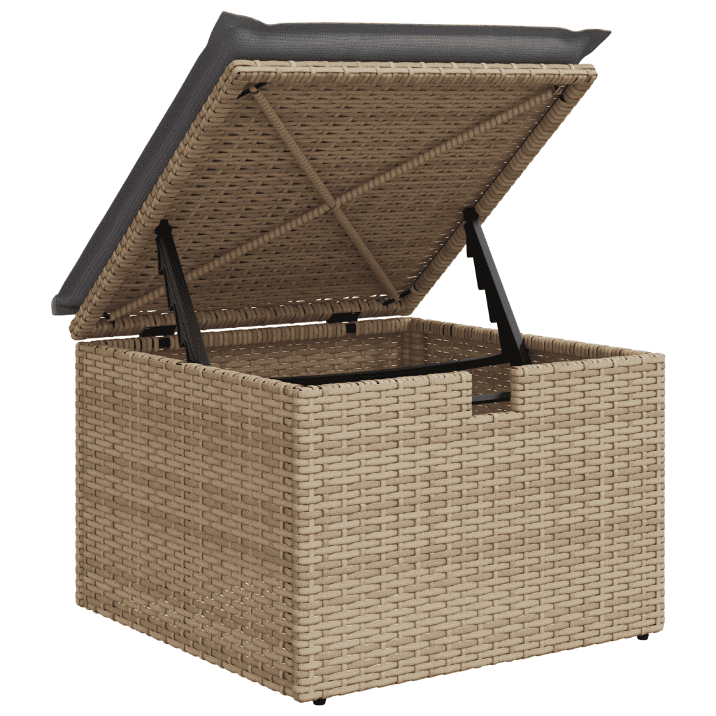 vidaXL 9-delige Loungeset met kussens poly rattan gemengd beige