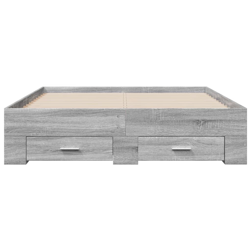 vidaXL Bedframe met lades bewerkt hout grijs sonoma eiken 120x200 cm