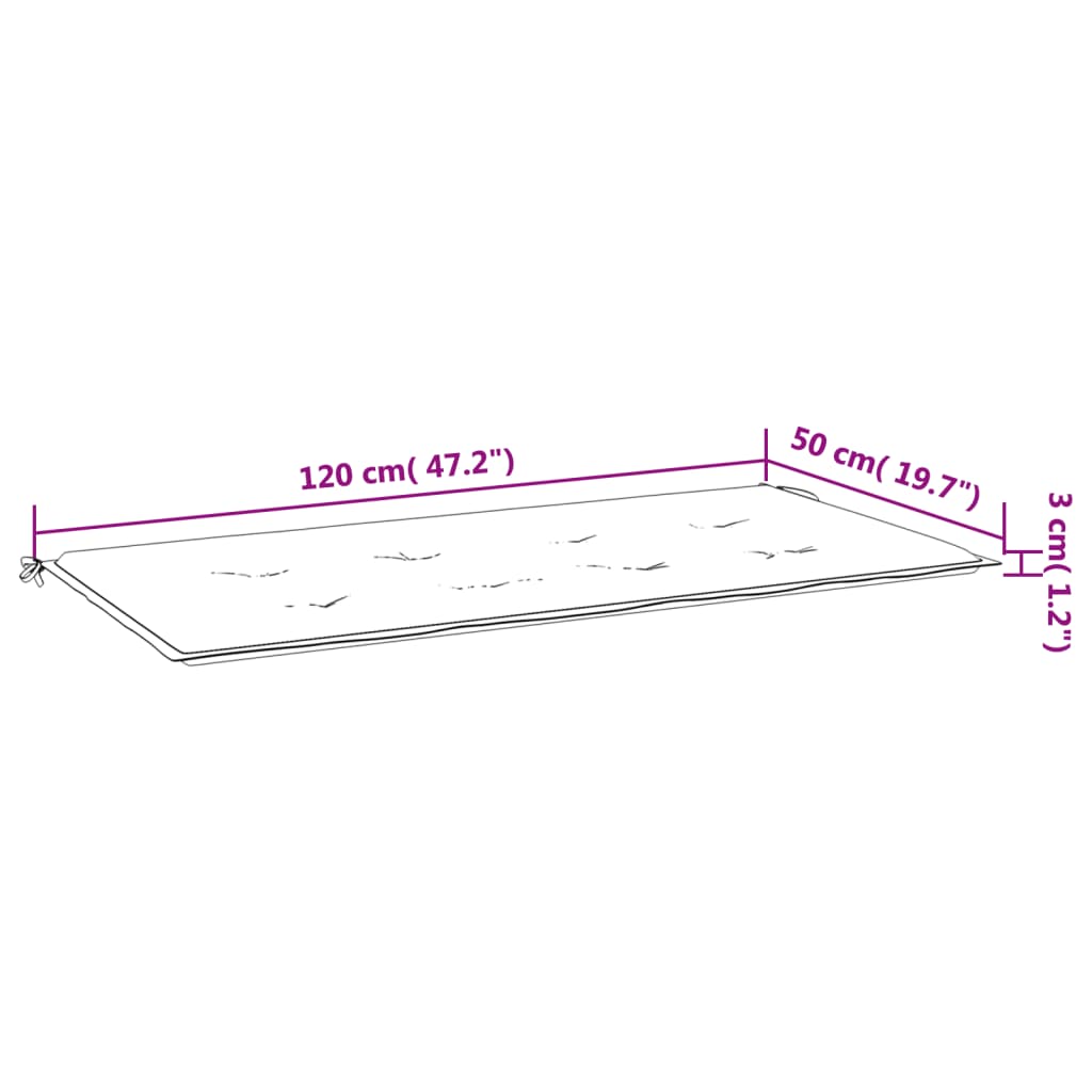 vidaXL Tuinbankkussen 120x50x3 cm oxford stof bladpatroon