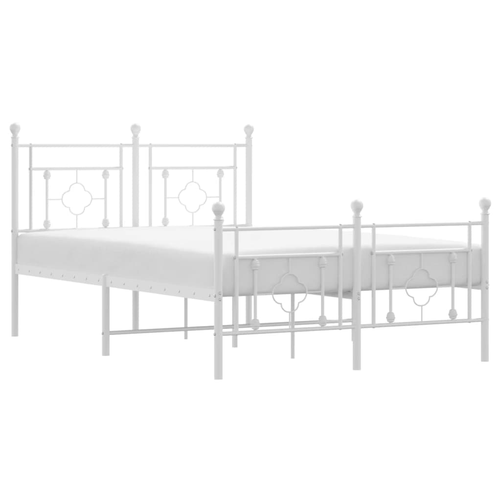 vidaXL Bedframe met hoofd- en voeteneinde metaal wit 120x200 cm