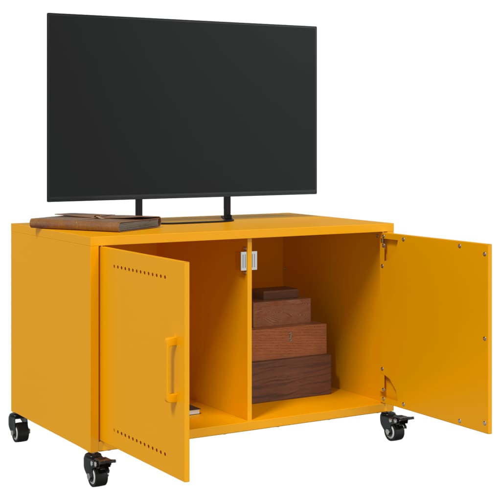 vidaXL Tv-meubel 68x39x43,5 cm staal mosterdgeel