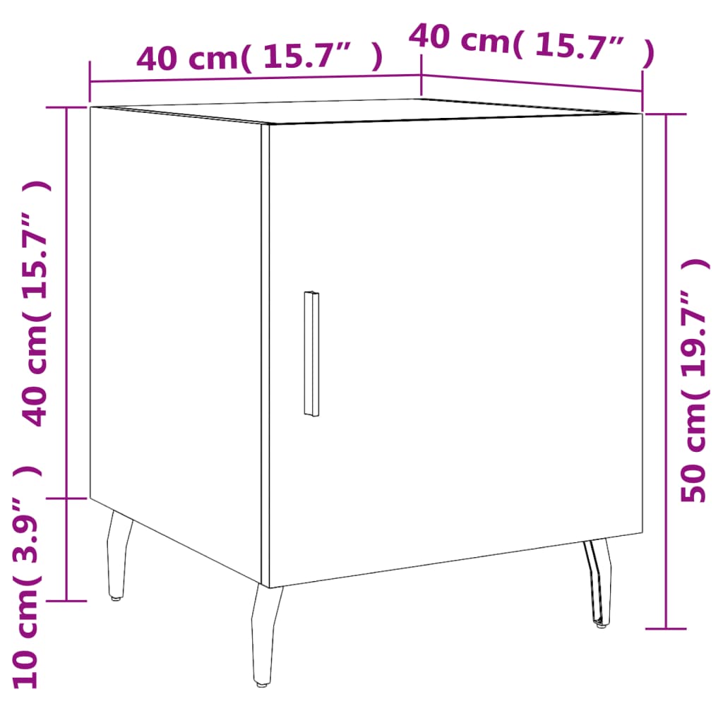 vidaXL Nachtkastjes 2 st 40x40x50 cm bewerkt hout zwart