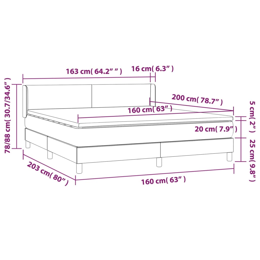 vidaXL Boxspring met matras stof lichtgrijs 160x200 cm