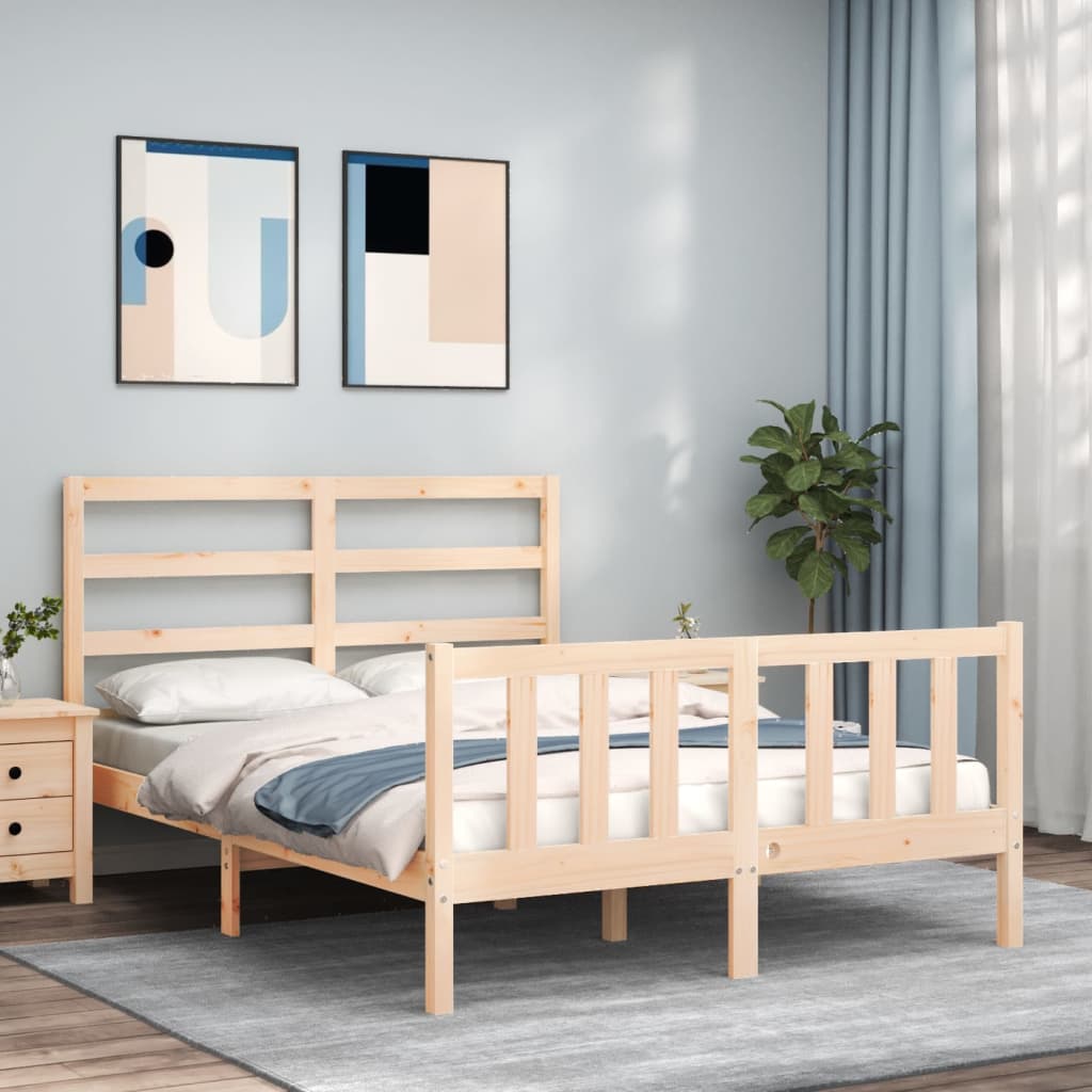 vidaXL Bedframe met hoofdbord massief hout