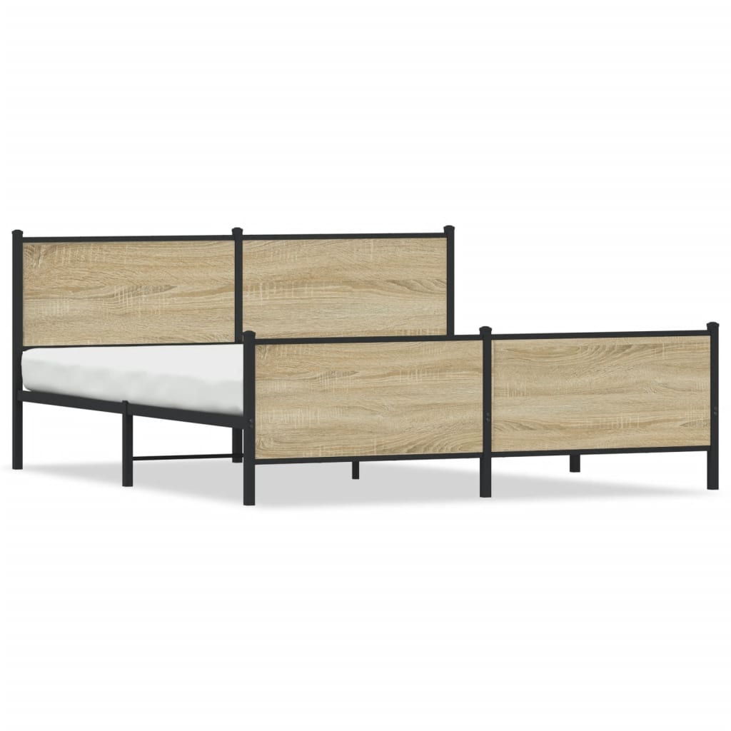 vidaXL Bedframe zonder matras metaal sonoma eikenkleurig 193x203 cm