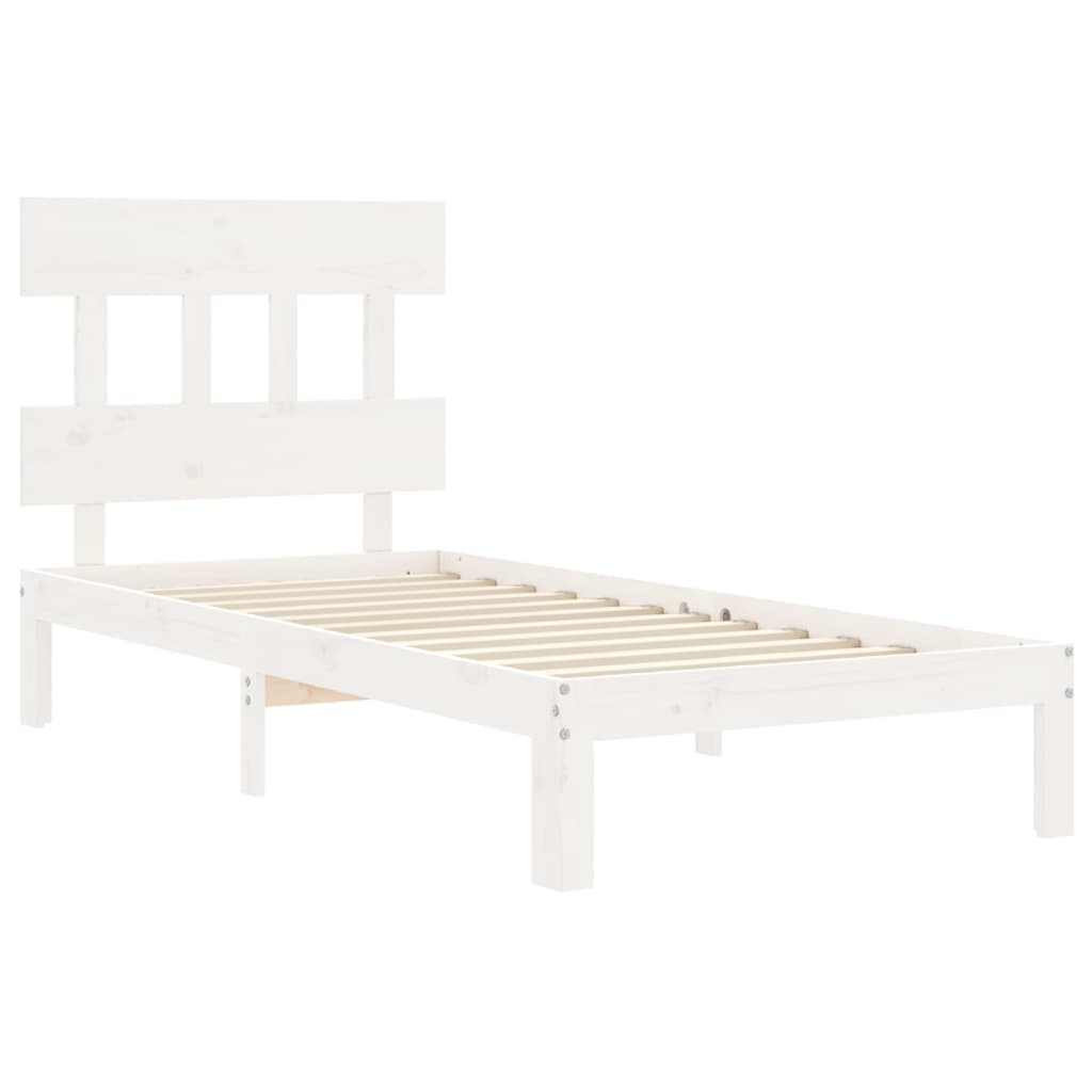 vidaXL Bedframe met hoofdbord massief hout wit