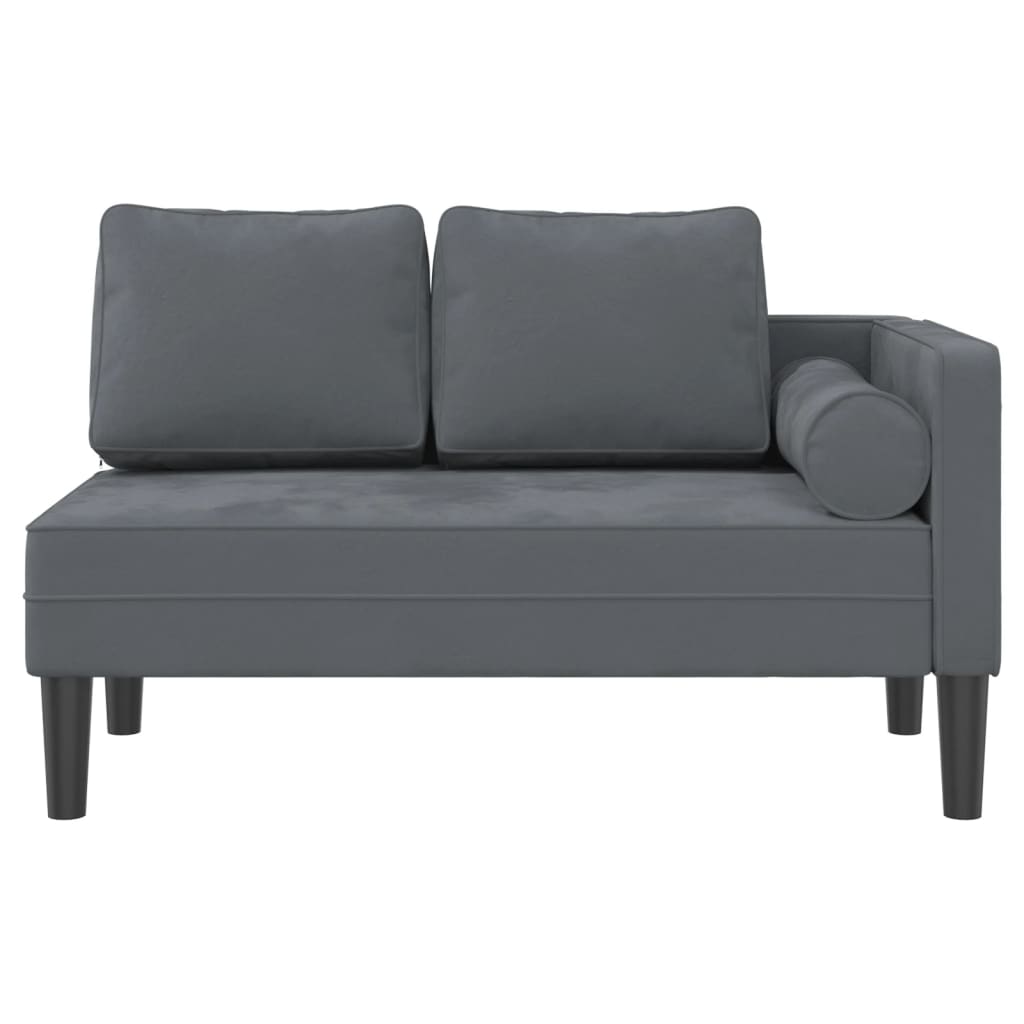 vidaXL Chaise longue met kussens fluweel donkergrijs