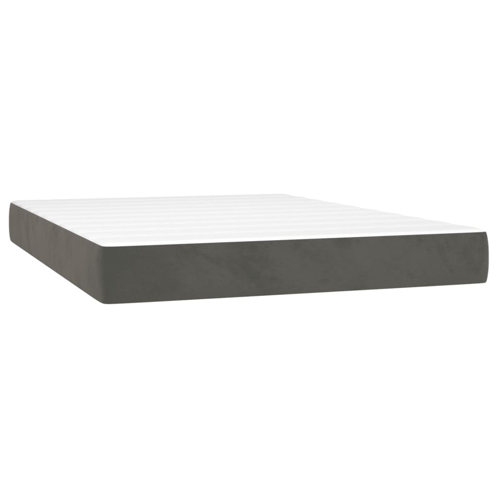 vidaXL Boxspring met matras fluweel donkergrijs 140x190 cm