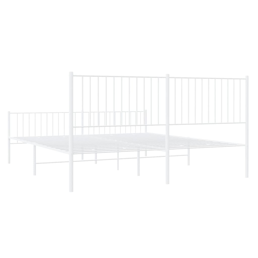 vidaXL Bedframe met hoofd- en voeteneinde metaal wit 183x213 cm