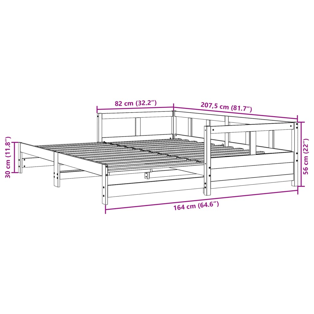 vidaXL Slaapbank zonder matras 80x200 cm massief grenenhout