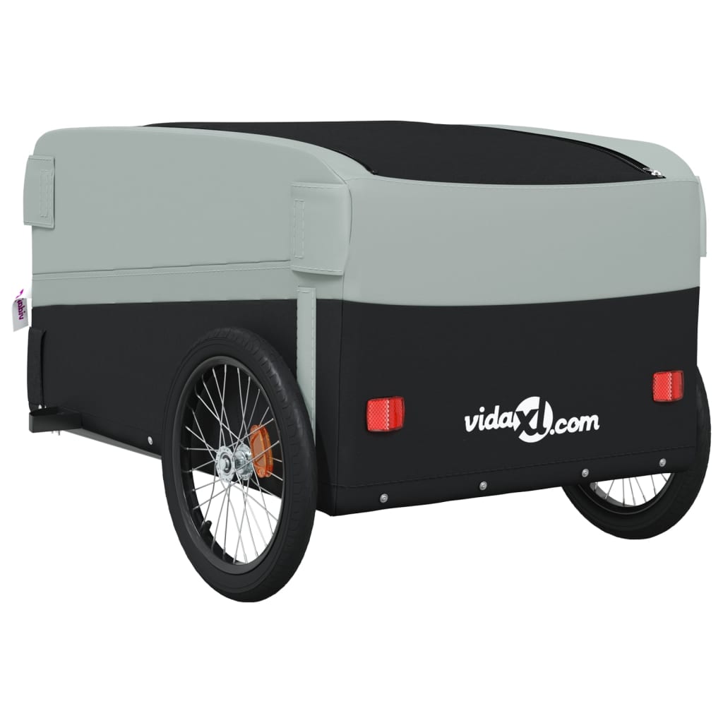 vidaXL Fietstrailer 45 kg ijzer zwart en grijs