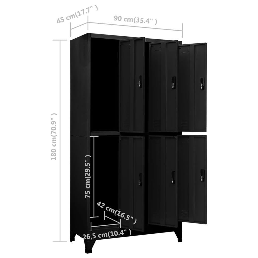 vidaXL Lockerkast 90x45x180 cm staal zwart