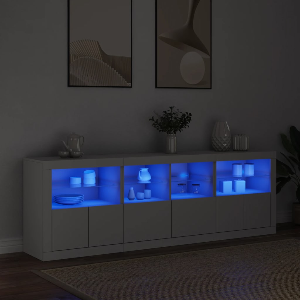 vidaXL Dressoir met LED-verlichting 202x37x67 cm wit