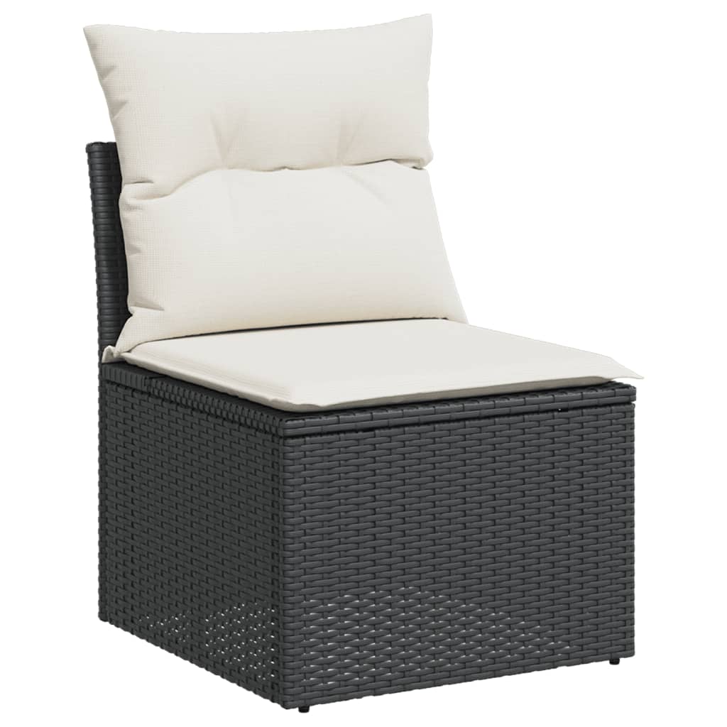 vidaXL 9-delige Loungeset met kussens poly rattan zwart