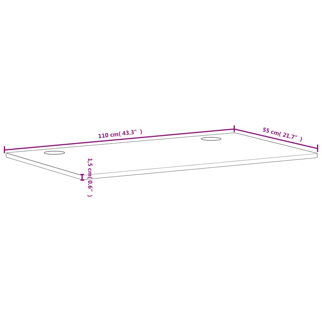 vidaXL Bureaublad 110x55x1,5 cm massief beukenhout