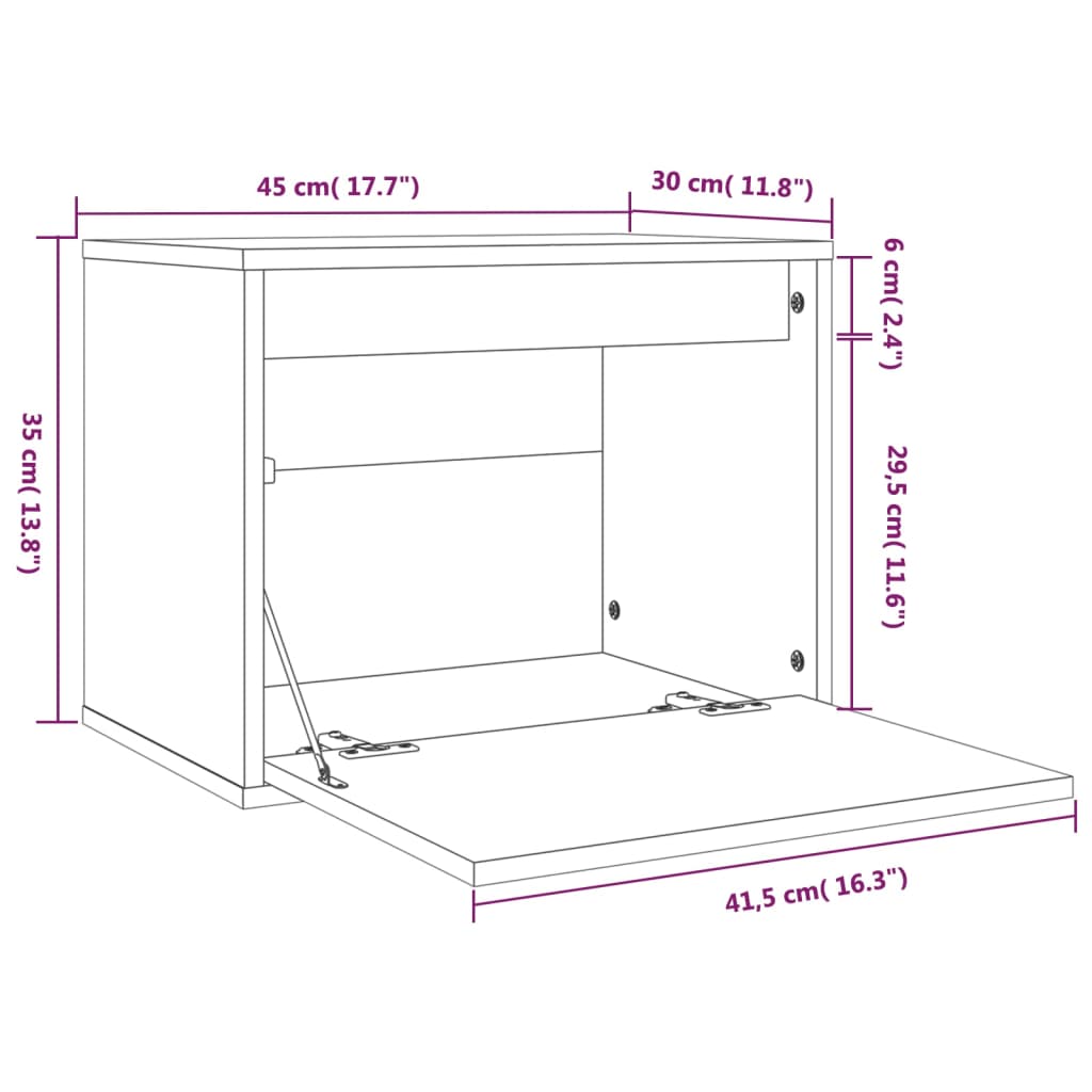 vidaXL Wandkast 45x30x35 cm massief grenenhout