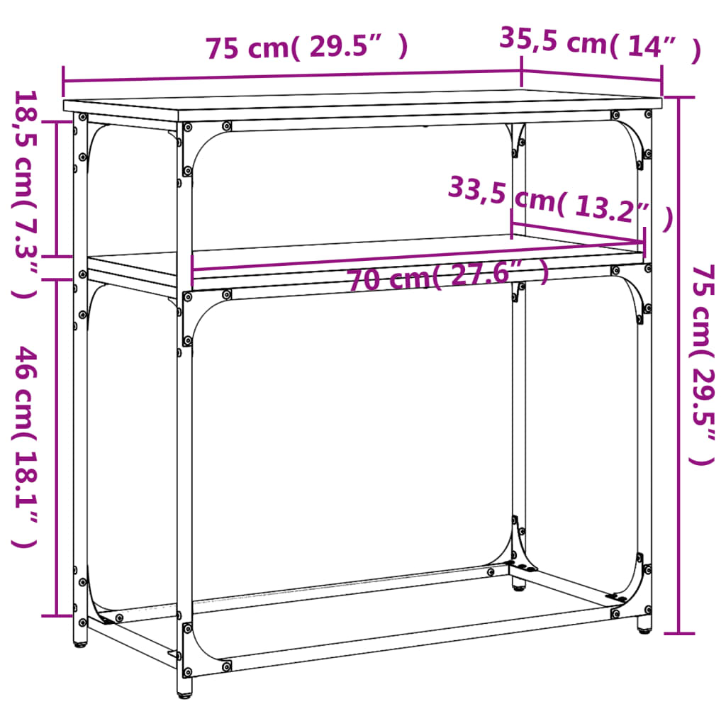 vidaXL Wandtafel 75x35,5x75 cm bewerkt hout bruin eikenkleur