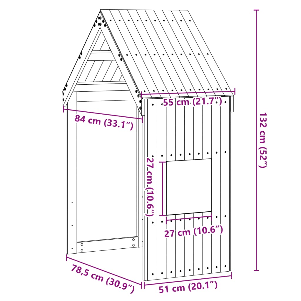 vidaXL Kinderbedhuisje 55x84x132 cm massief grenenhout wit