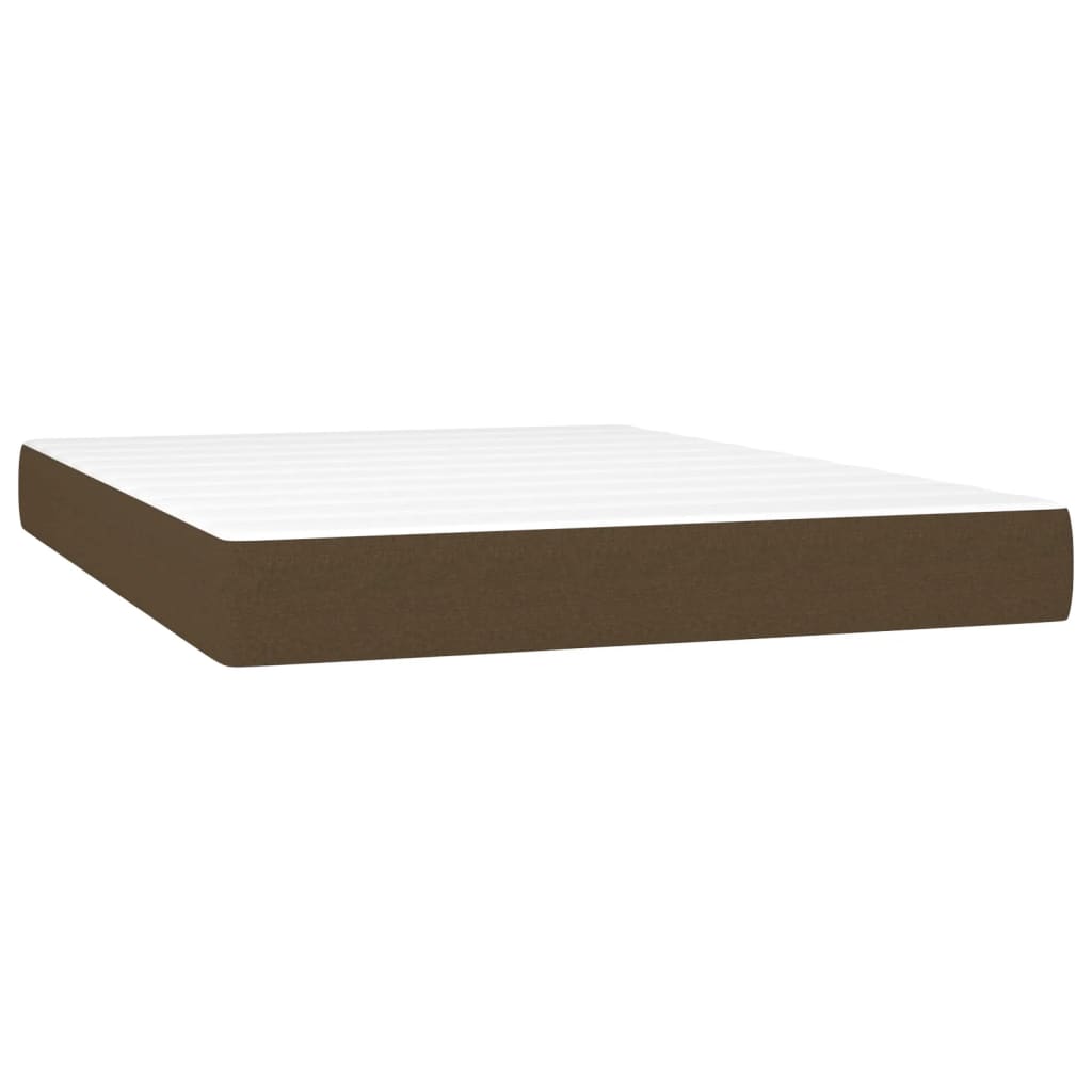 vidaXL Boxspring met matras stof donkerbruin 140x200 cm