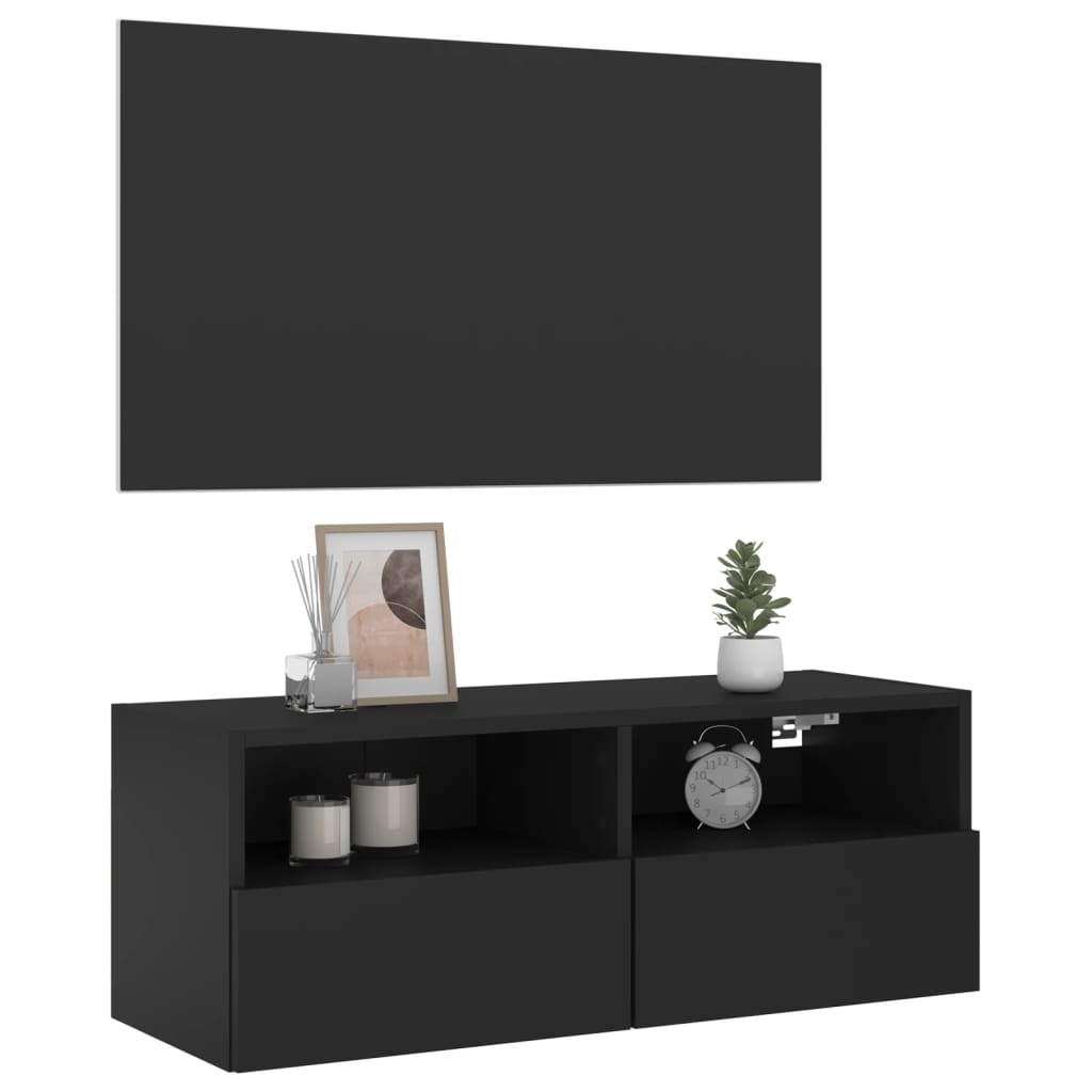 vidaXL Tv-wandmeubel 80x30x30 cm bewerkt hout zwart