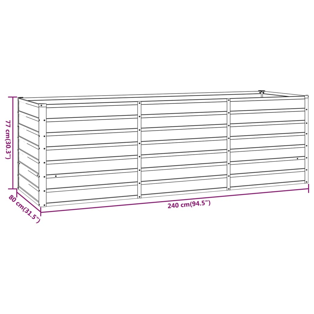 vidaXL Plantenbak verhoogd 240x80x77 cm cortenstaal roestig