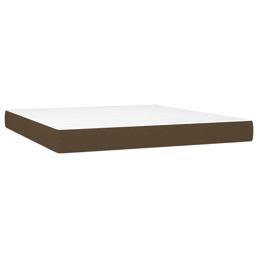 vidaXL Boxspring met matras en LED stof donkerbruin 180x200 cm