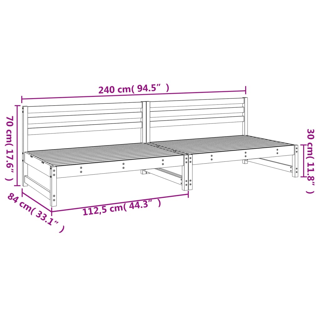 vidaXL Tuinmiddenbanken 2 st 120x80 cm massief grenenhout grijs