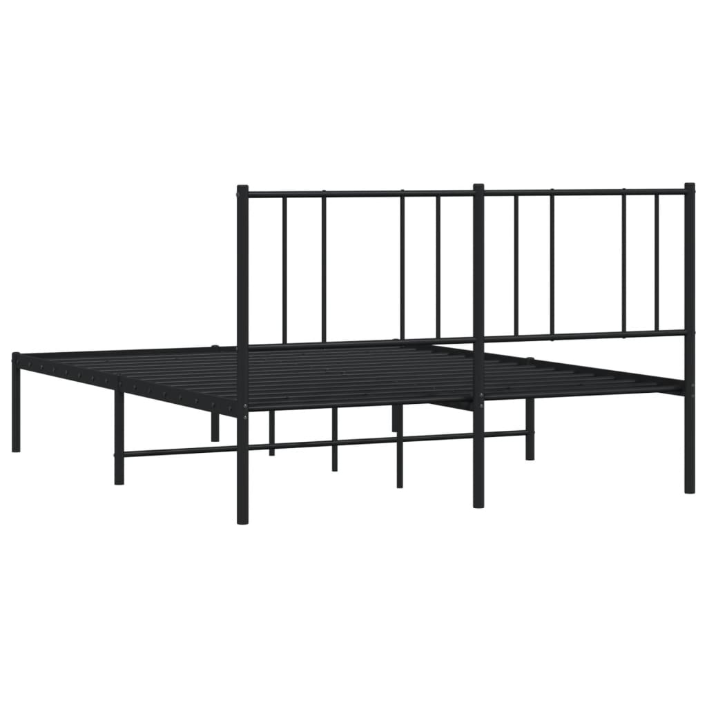 vidaXL Bedframe met hoofdbord metaal zwart 135x190 cm