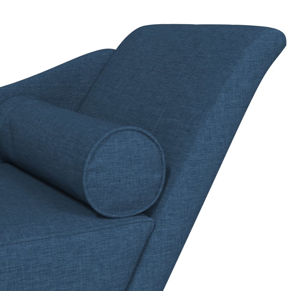 vidaXL Chaise longue met kussens stof blauw