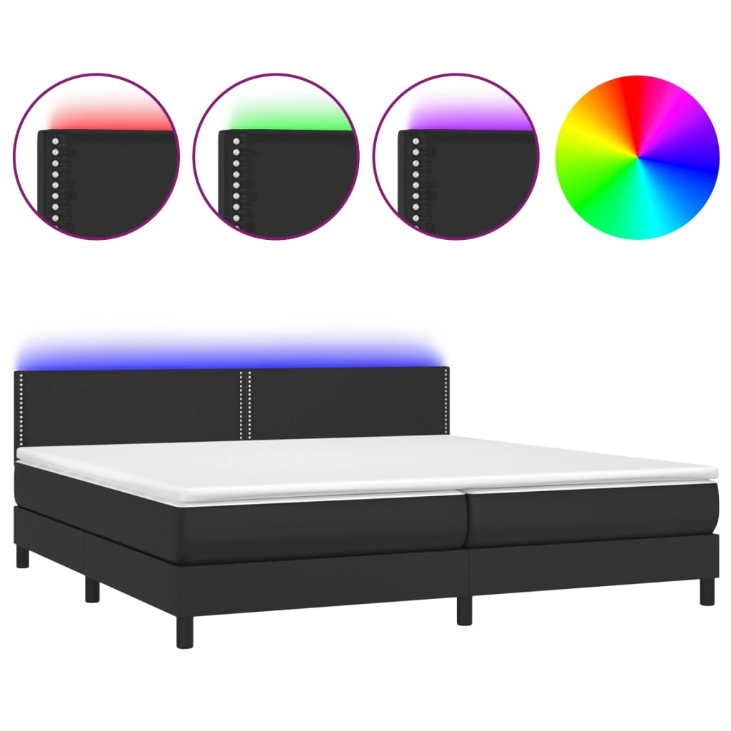 vidaXL Boxspring met matras en LED kunstleer zwart 200x200 cm