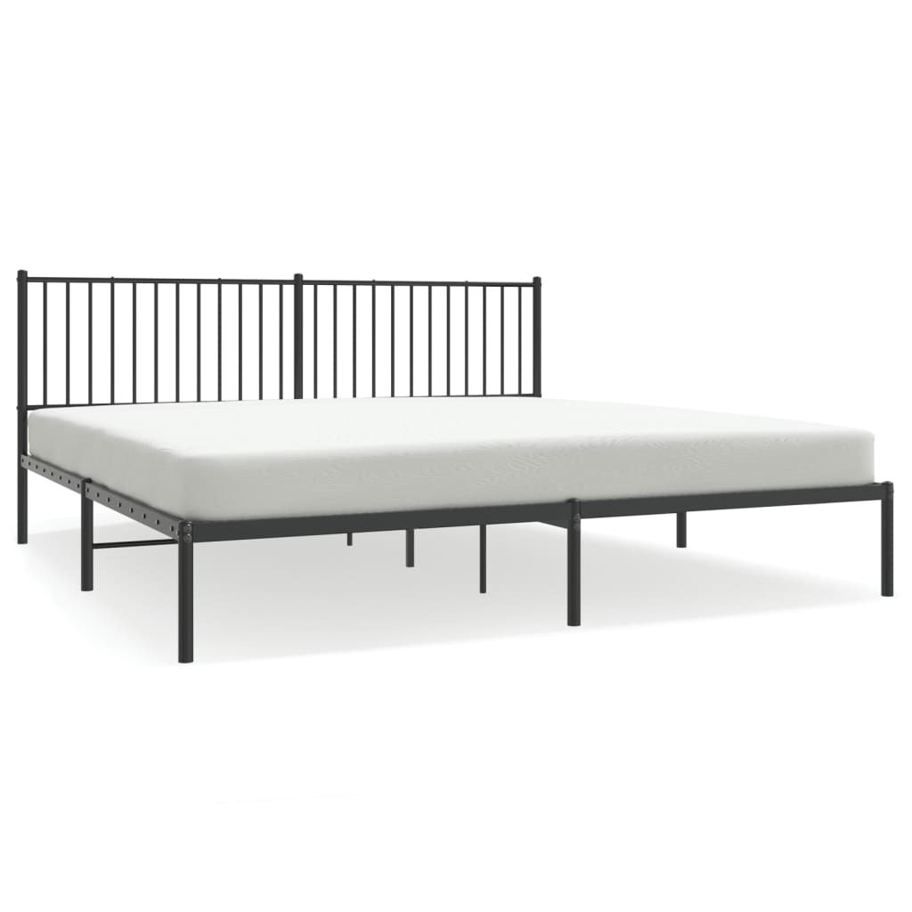 vidaXL Bedframe met hoofdbord metaal zwart 193x203 cm