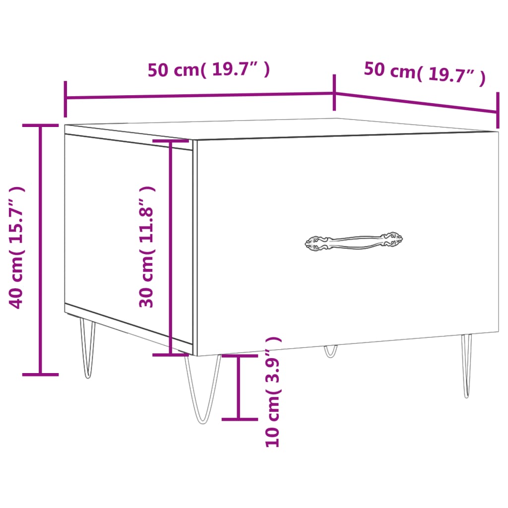 vidaXL Salontafels 2 st 50x50x40 cm bewerkt hout zwart