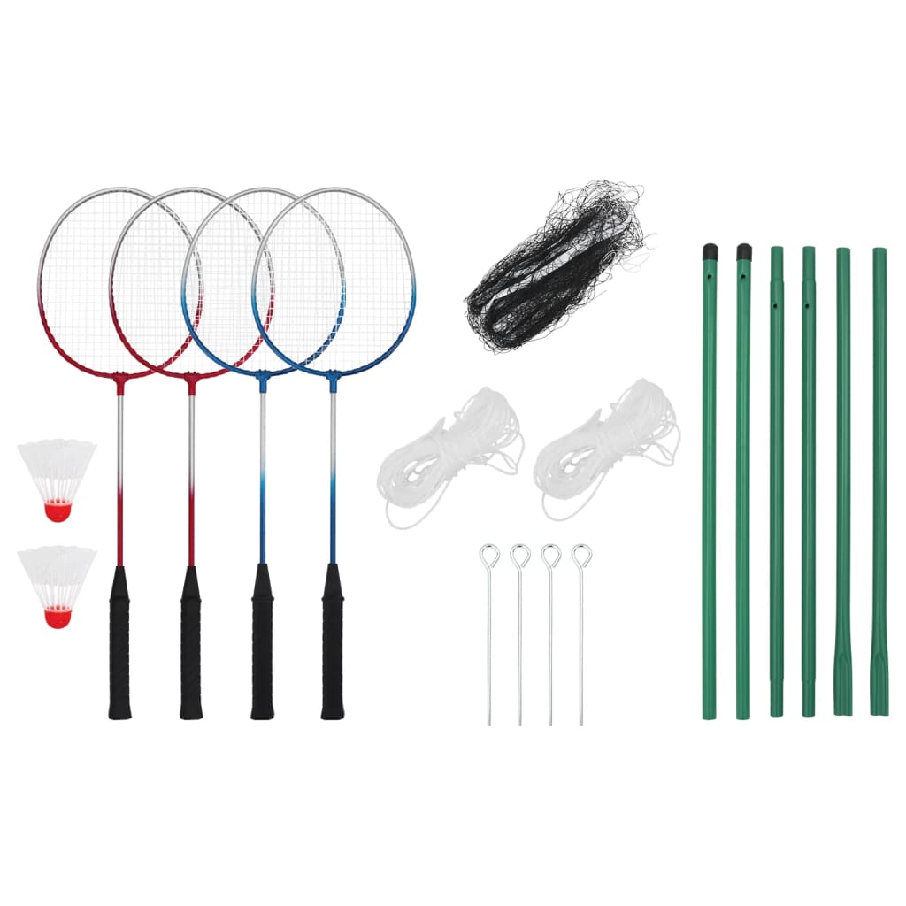 vidaXL Badmintonset met 4 rackets en net 620x151 cm