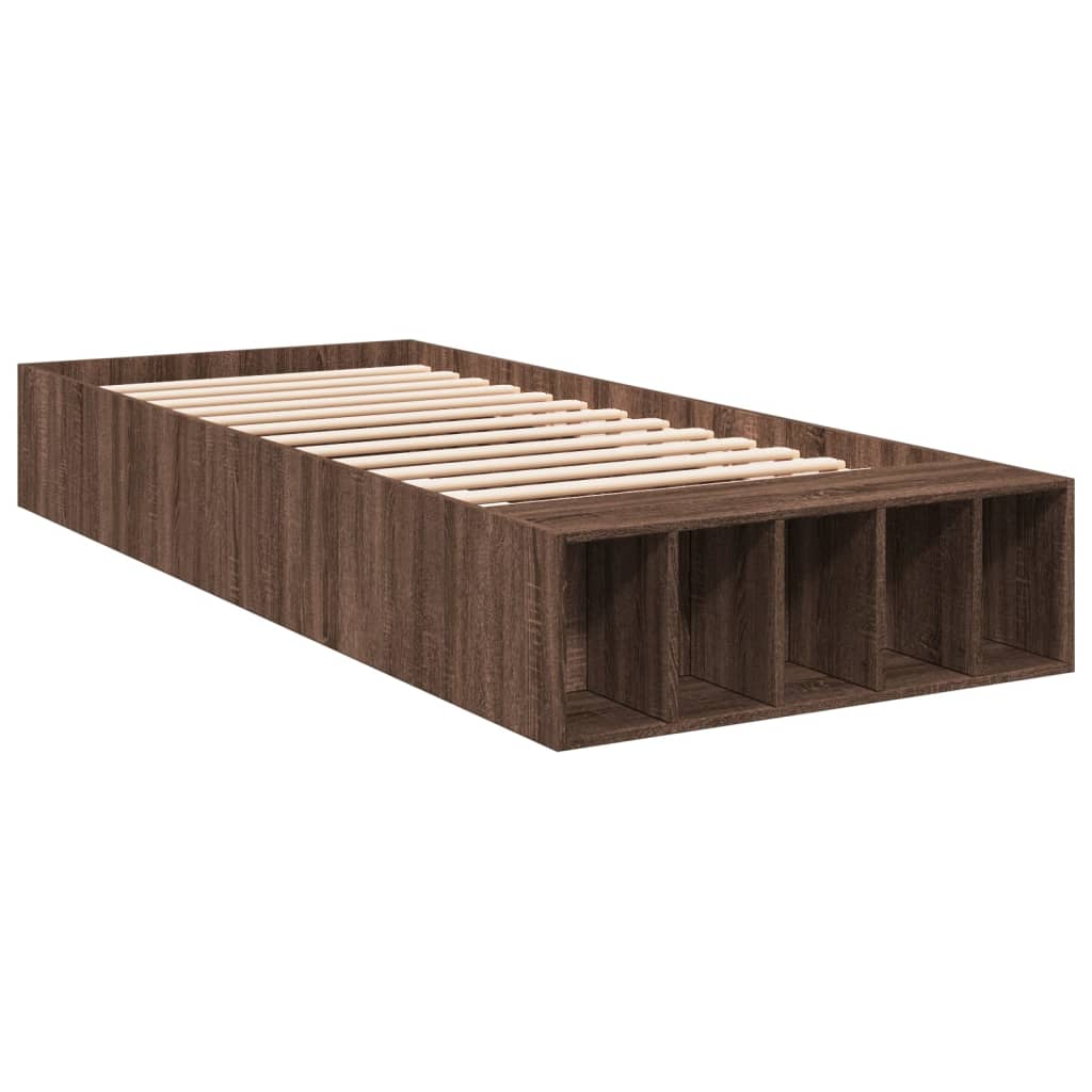 vidaXL Bedframe bewerkt hout bruin eikenkleur 100x200 cm