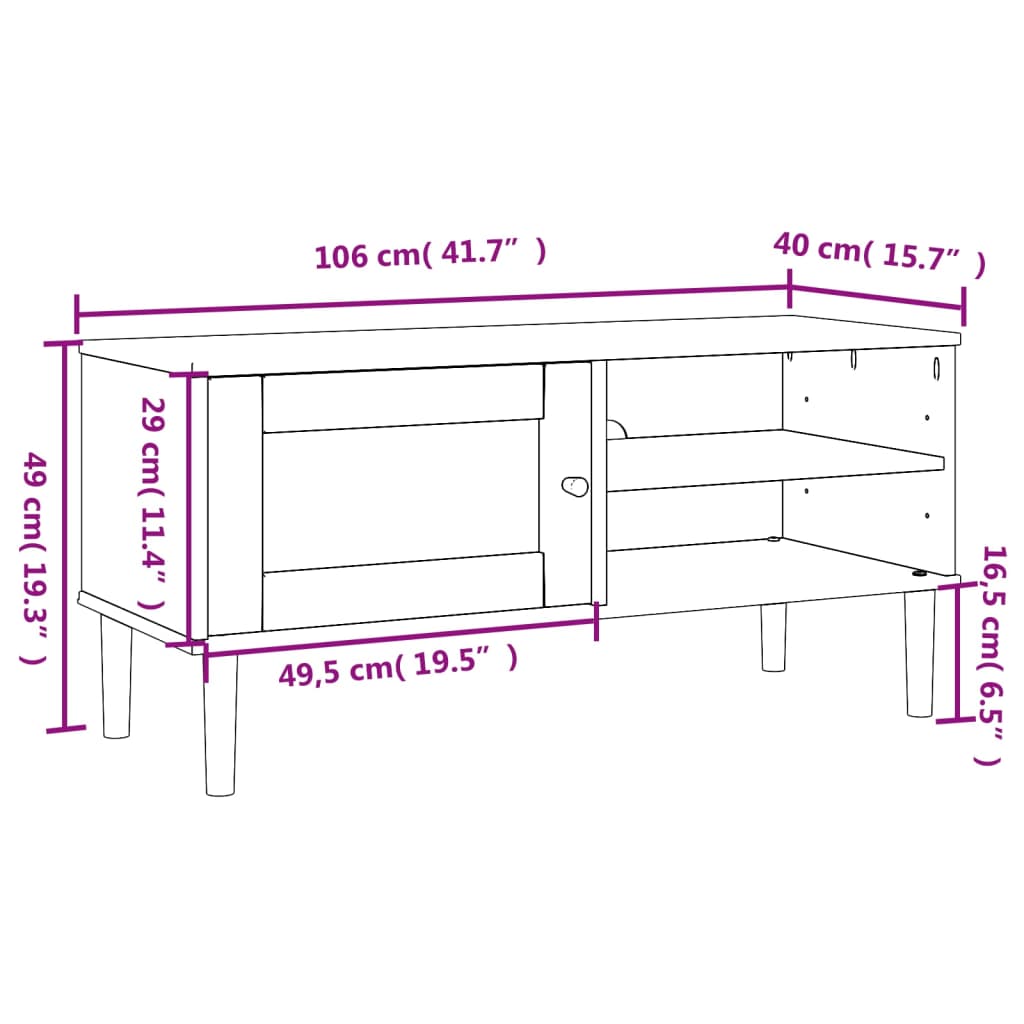 vidaXL Tv-meubel SENJA 106x40x49 cm rattan massief grenenhout wit