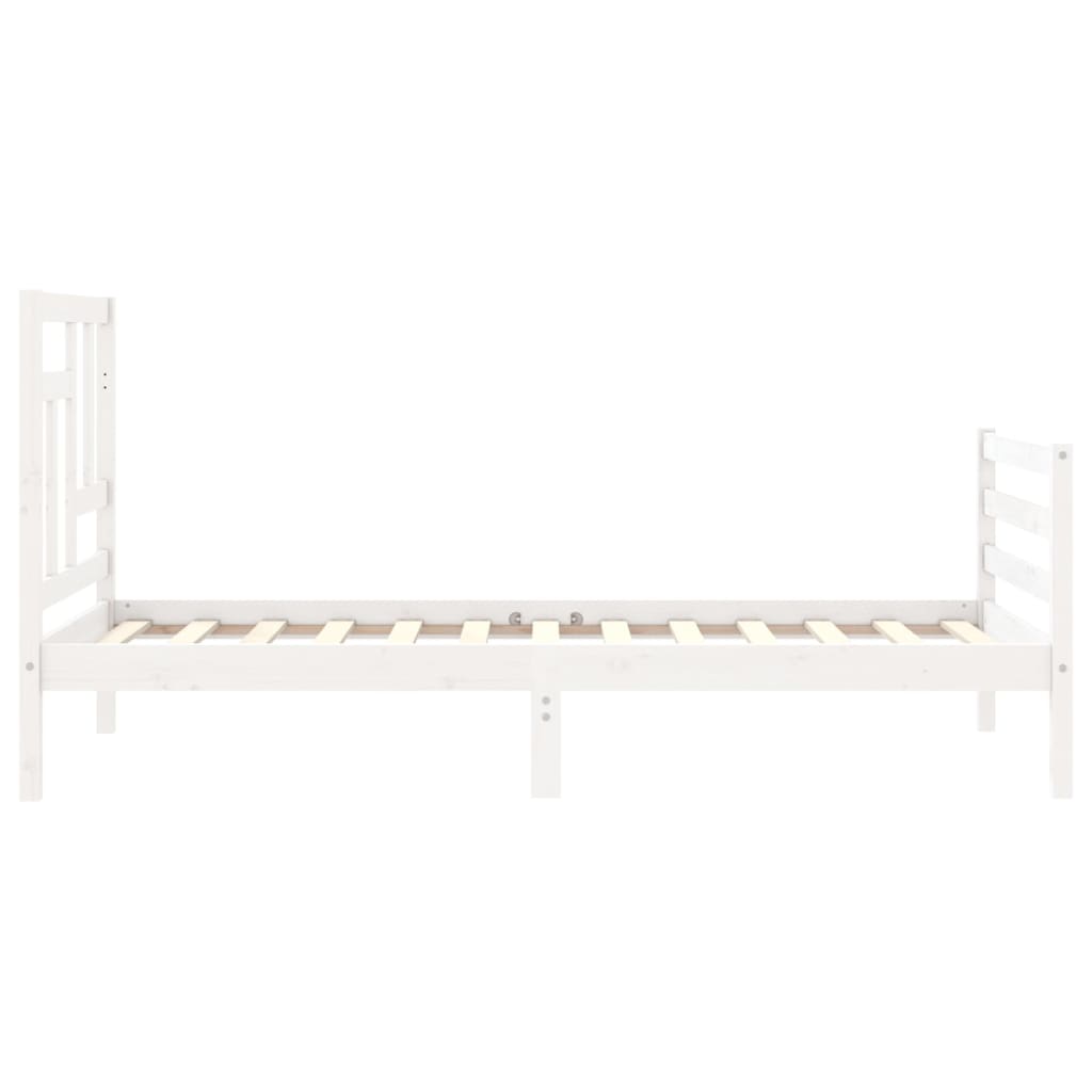 vidaXL Bedframe met hoofdbord massief hout wit 90x200 cm