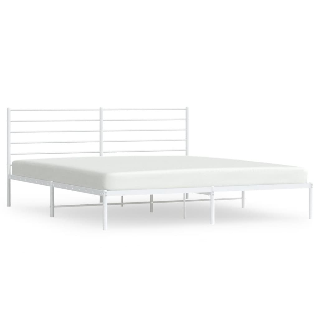 vidaXL Bedframe met hoofdbord metaal wit 200x200 cm