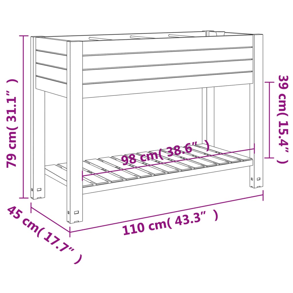 vidaXL Plantenbak verhoogd 110x45x79 cm polypropeen lichtbruin