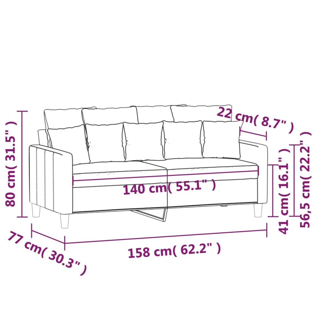 vidaXL Tweezitsbank 140 cm fluweel geel