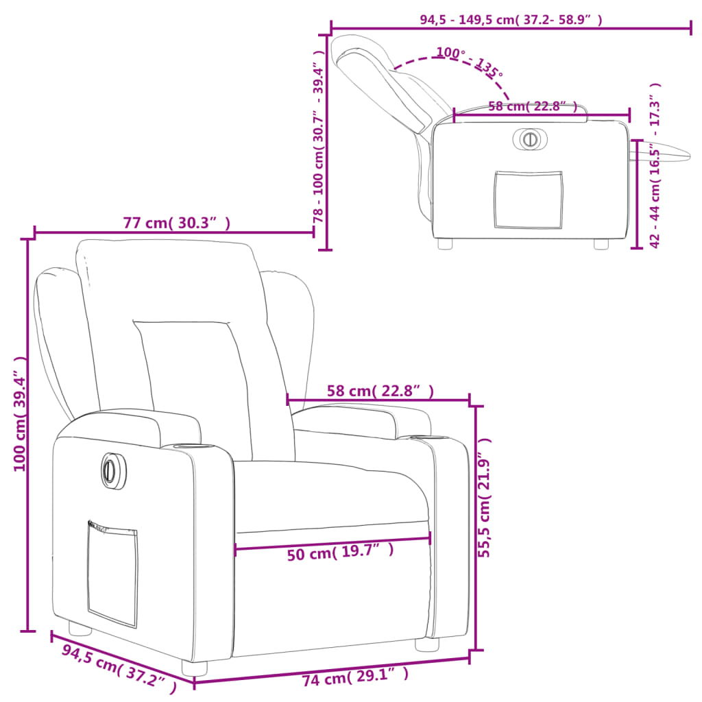 vidaXL Fauteuil elektrisch verstelbaar stof lichtgrijs