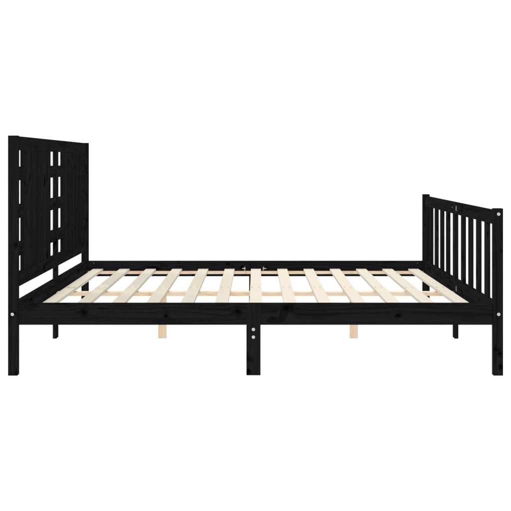 vidaXL Bedframe met hoofdbord massief hout zwart