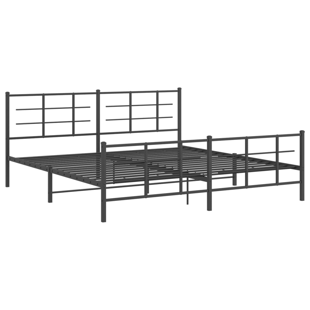 vidaXL Bedframe met hoofd- en voeteneinde metaal zwart 200x200 cm