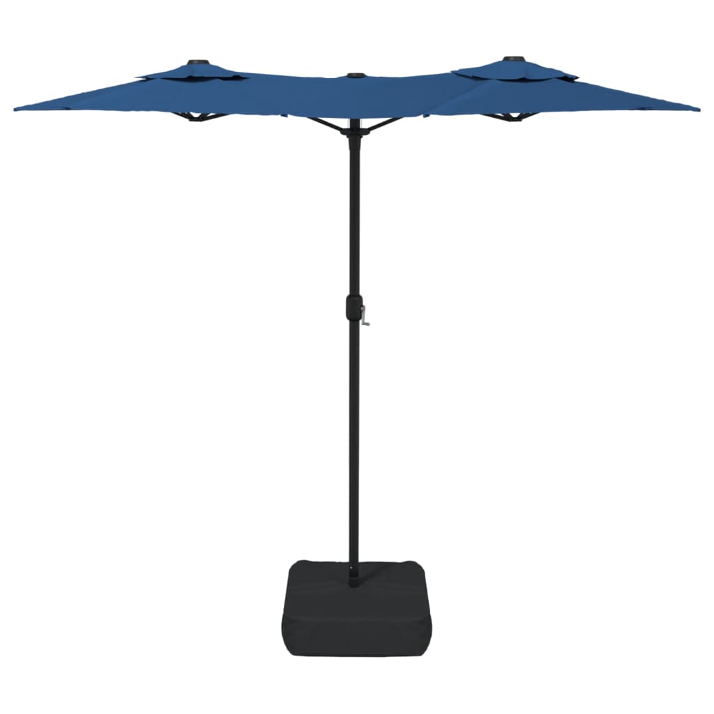 vidaXL Parasol dubbel dak met LED 316x240 cm azuurblauw